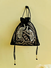 Shahi Nazakat. Zardozi & Resham Embroidered Evening Potli Bag - Shehnaz