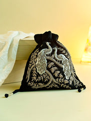 Shahi Nazakat. Zardozi & Resham Embroidered Evening Potli Bag - Shehnaz