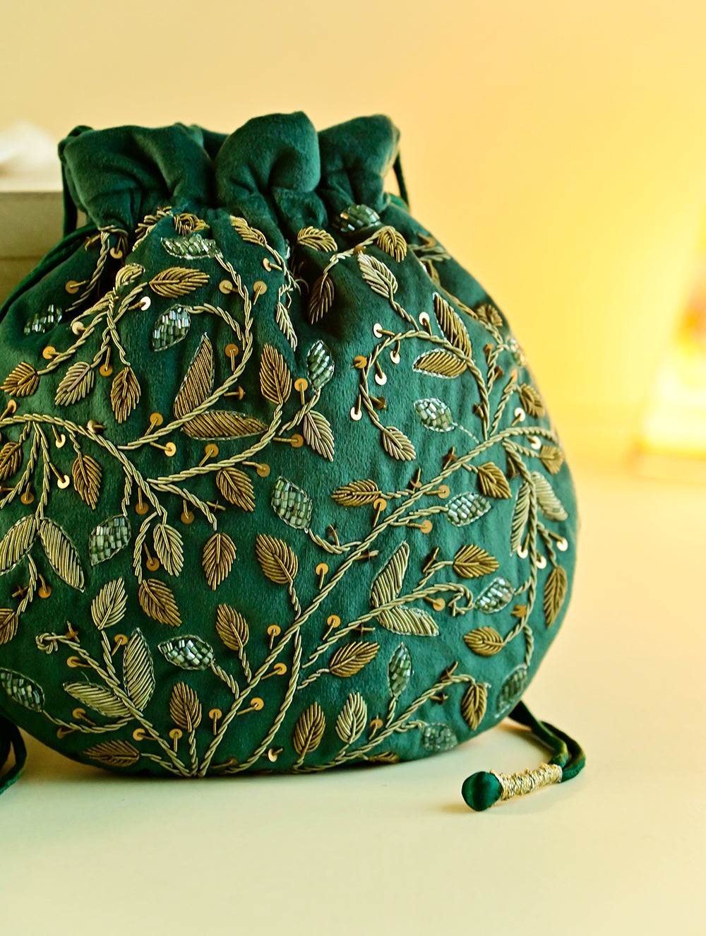 Shahi Nazakat. Zardozi & Resham Embroidered Evening Potli Bag - Ada