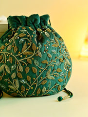Shahi Nazakat. Zardozi & Resham Embroidered Evening Potli Bag - Ada