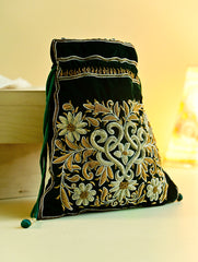 Shahi Nazakat. Zardozi & Resham Embroidered Evening Potli Bag - Gulnaar