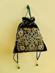 Shahi Nazakat. Zardozi & Resham Embroidered Evening Potli Bag - Gulnaar
