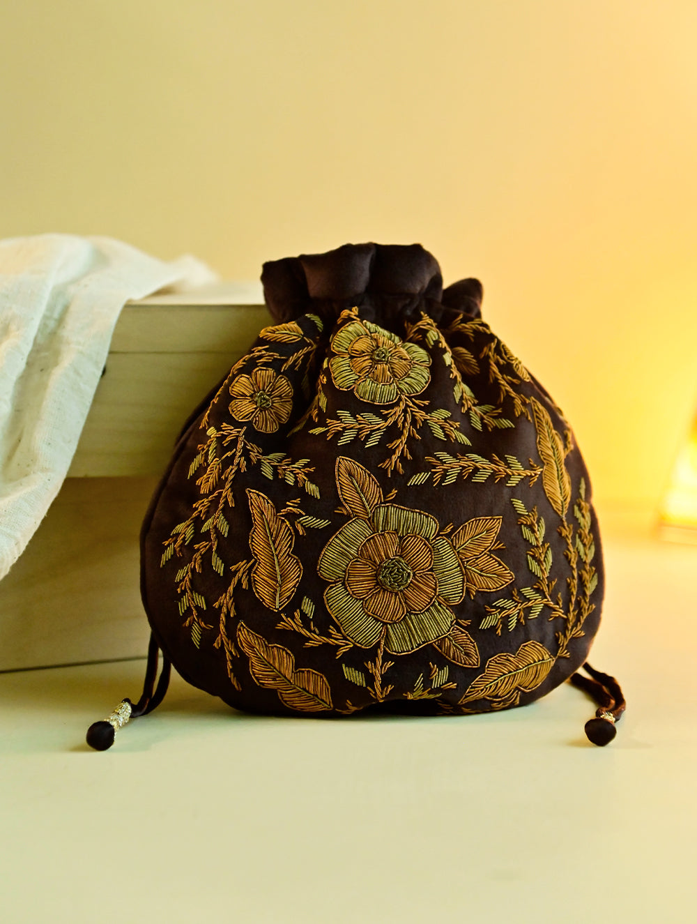 Shahi Nazakat. Zardozi & Resham Embroidered Evening Potli Bag - Mahira