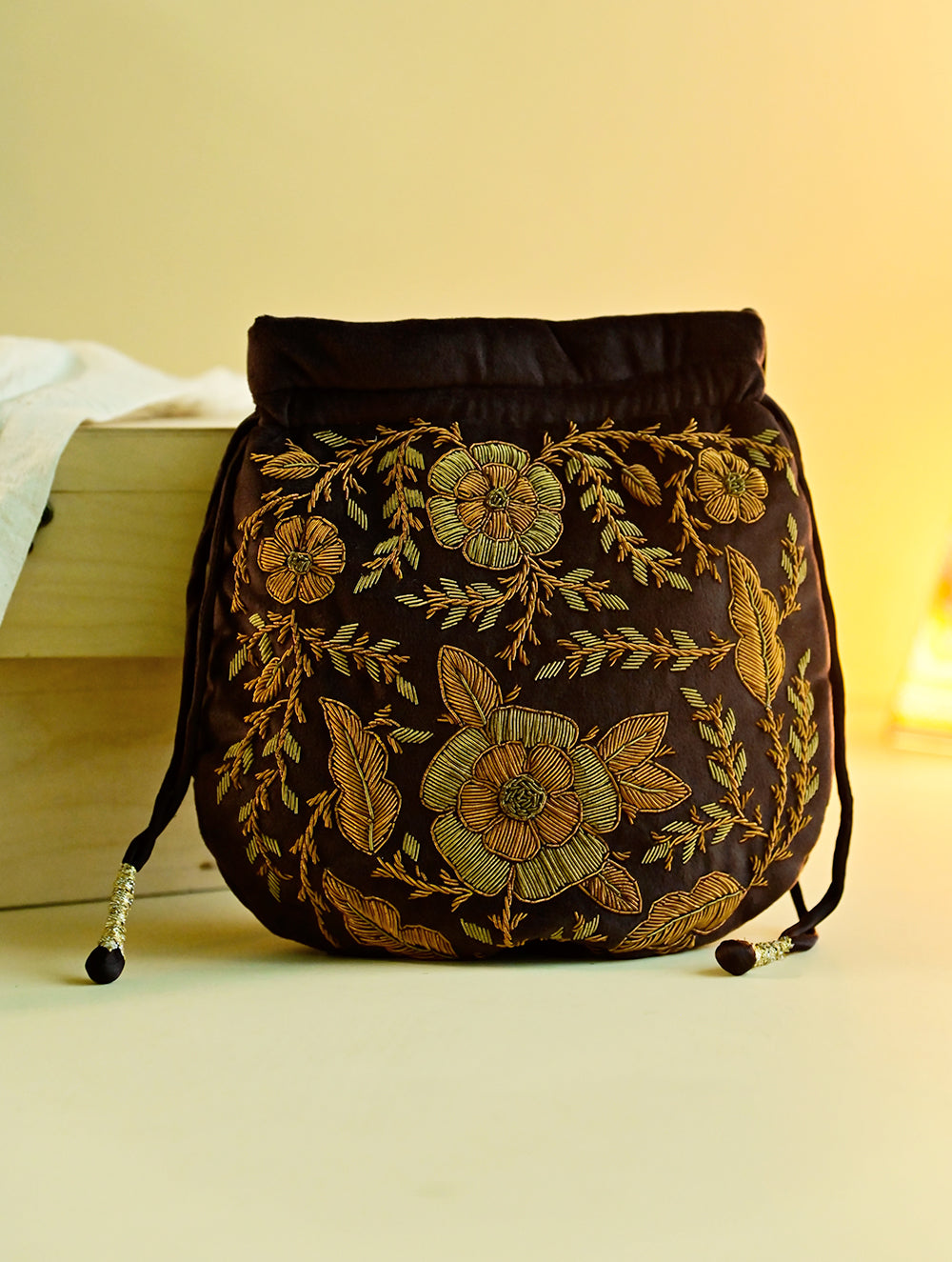 Shahi Nazakat. Zardozi & Resham Embroidered Evening Potli Bag - Mahira