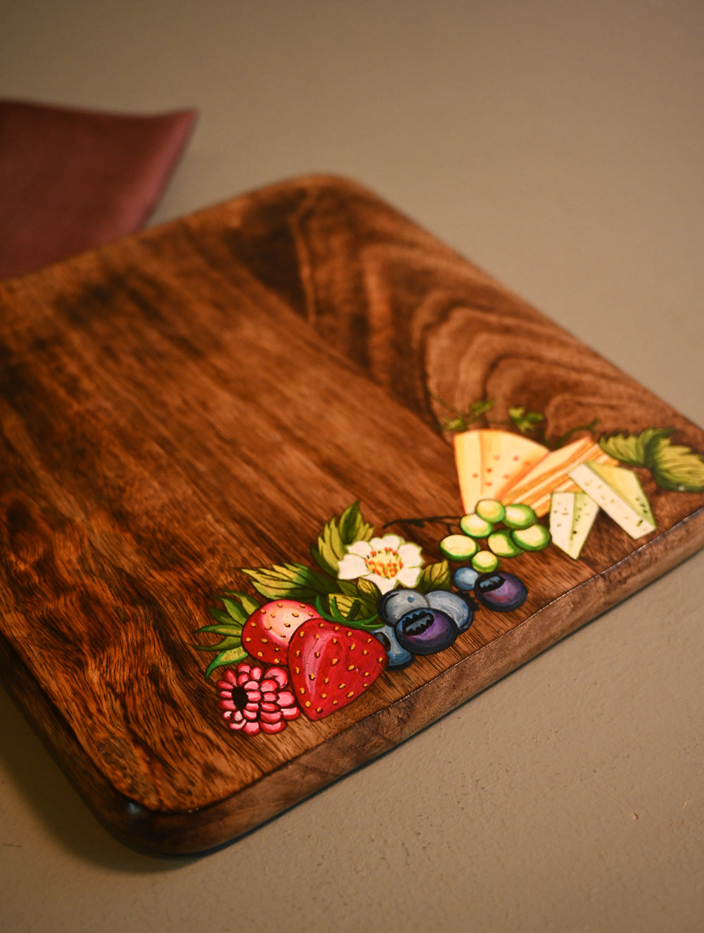 The Pahadi Serveware : Handmade Uttarakhand Wooden Cheese Board - Fruit Tales