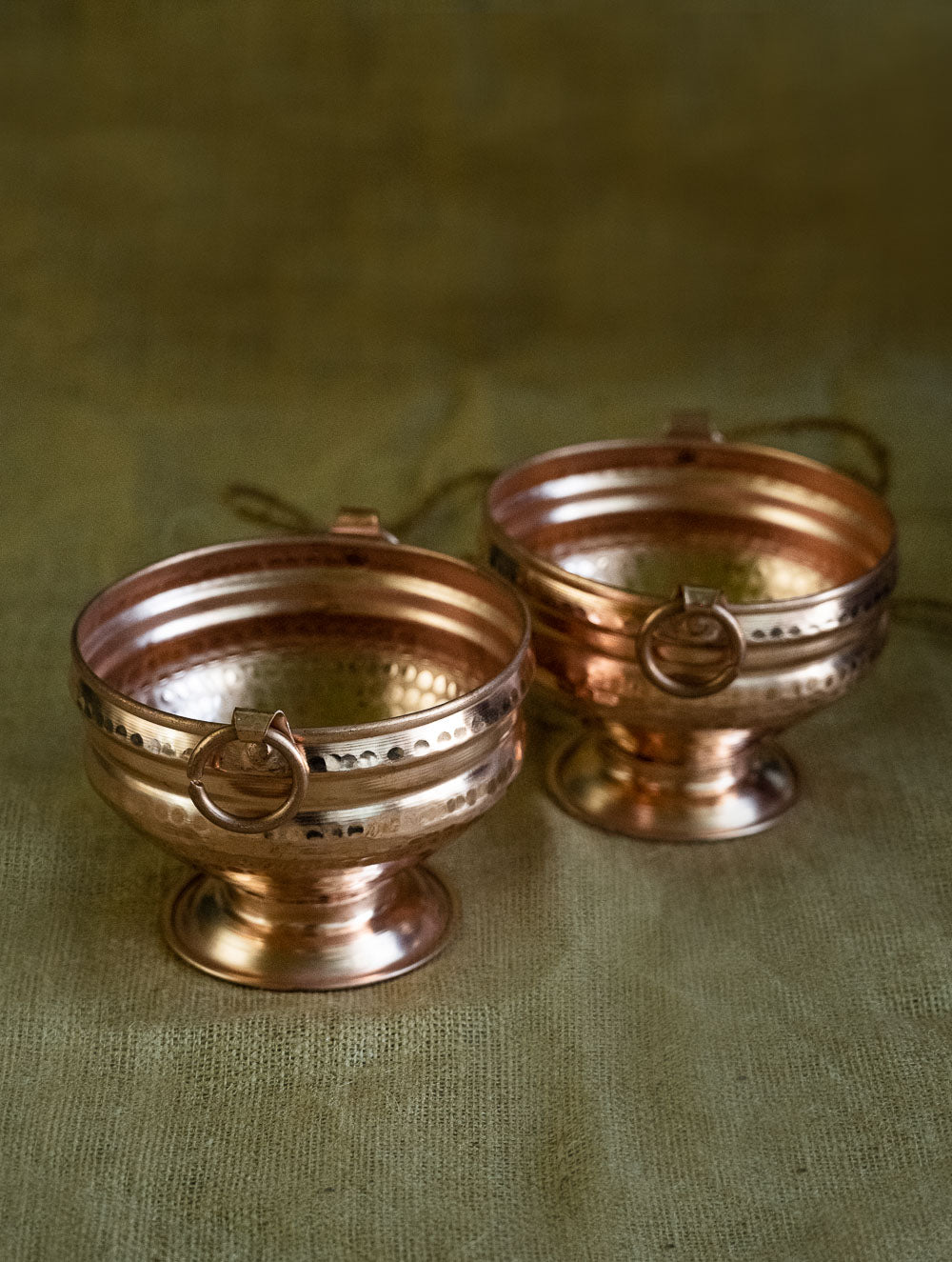 Tambat Handbeaten Copper Gangals (Set of 2) - Small, Dia - 5.5"