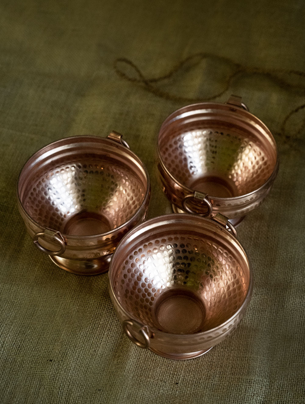 Tambat Handbeaten Copper Gangals (Set of 3) - Small, Dia - 5.5"
