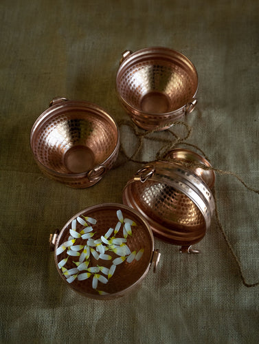 Tambat Handbeaten Copper Gangals (Set of 4) - Small, Dia - 5.5