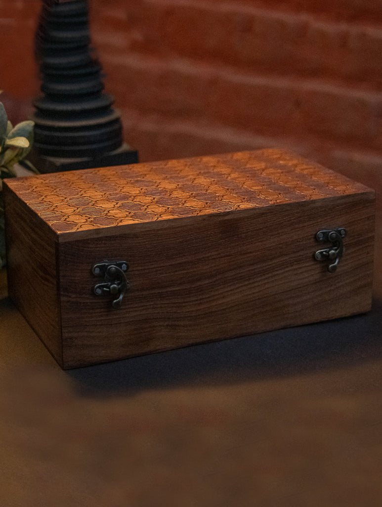 Tarakashi Wooden Inlay Decorative Box- Abstract Pattern