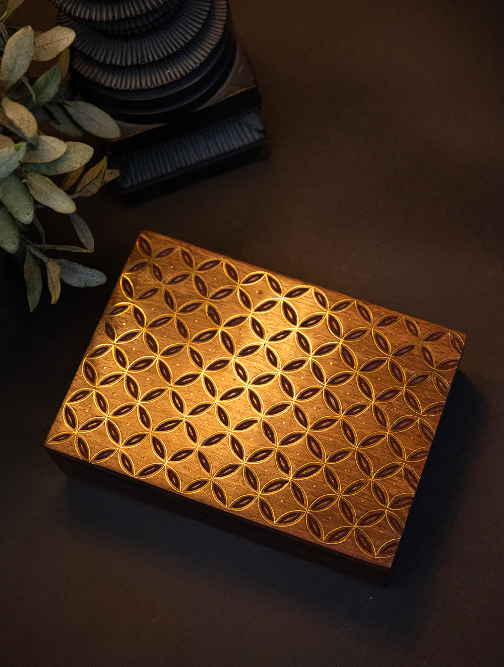 Tarakashi Wooden Inlay Decorative Box- Floral Pattern