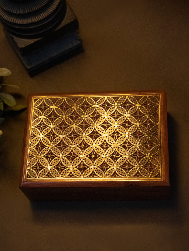 Tarakashi Wooden Inlay Decorative Box- Floral Pattern