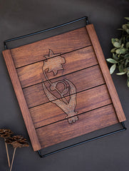 Tarakashi Wooden Inlay Decorative Tray- Floral