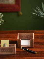 The India Craft House Intricate, Wooden Jaali Card and Paper Holder (Set of 2)