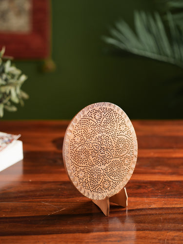 The India Craft House Wooden Jaali Decorative Plate - Lotus