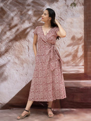 The Work Edit. Bagh Print Cotton Wrap Dress - Paisleys