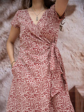 Load image into Gallery viewer, The Work Edit. Bagh Print Cotton Wrap Dress - Paisleys