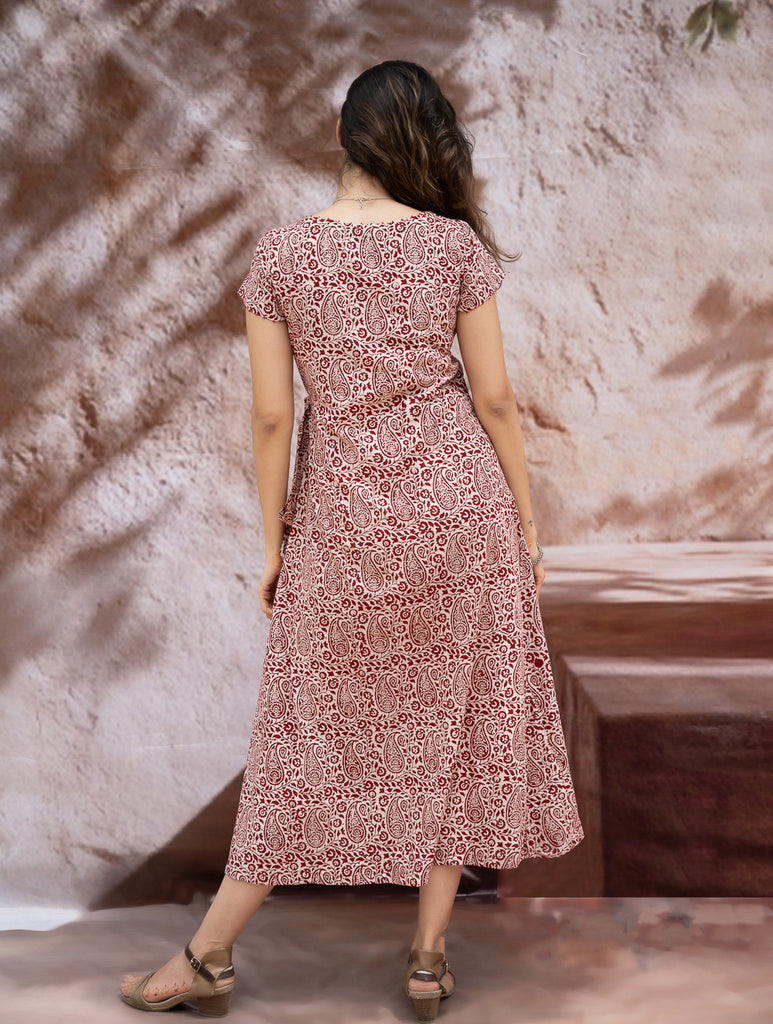 The Work Edit. Bagh Print Cotton Wrap Dress - Paisleys
