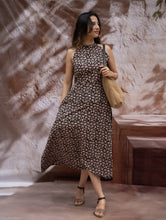 Load image into Gallery viewer, The Work Edit. Bagru Hand Block Printed Cotton Dress - Black Vine