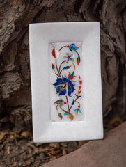 The Gulraiz Collection. Exclusive Blue Bloom Marble Inlay Tray (4" x 5'')