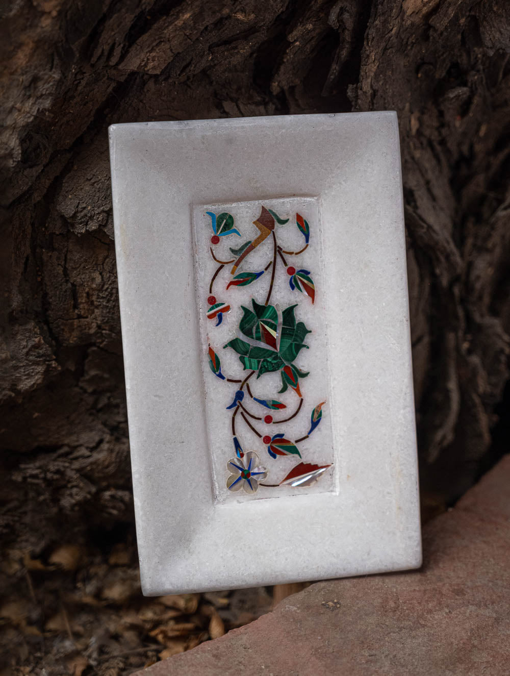 The Gulraiz Collection. Exclusive Floral Duo Marble Inlay Trays (Set of Two)