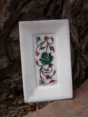 The Gulraiz Collection. Exclusive Floral Duo Marble Inlay Trays (Set of Two)