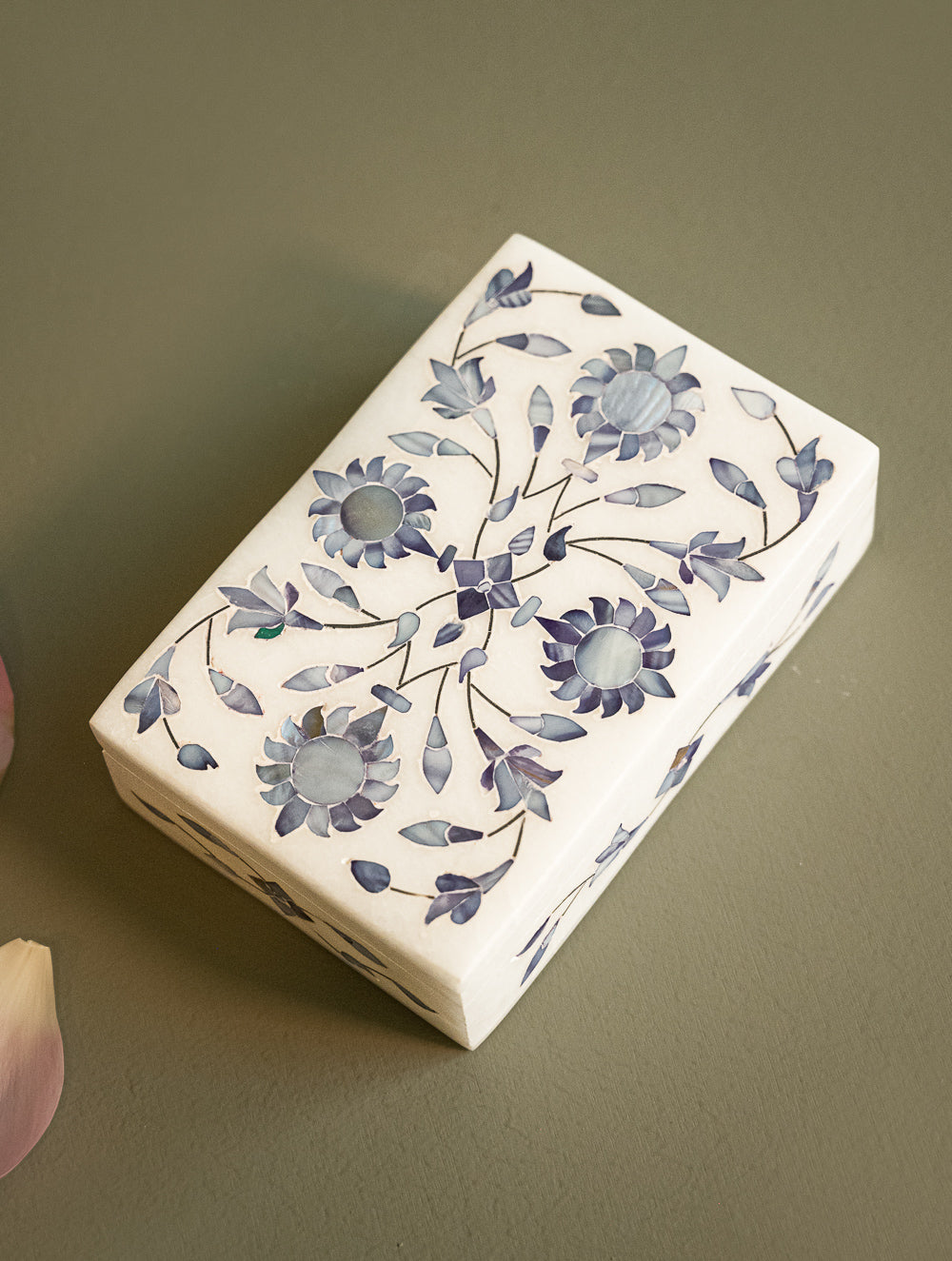 The Gulraiz Collection. Exclusive Marble Inlay Box - Azure Garden