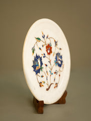 The Gulraiz Collection. Exclusive Marble Inlay Round Decorative Plate Curio - Floral Bagh