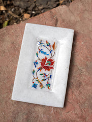 The Gulraiz Collection. Exclusive Red Bloom Marble Inlay Tray (4" x 5'')
