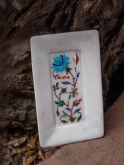 The Gulraiz Collection. Exclusive Turquoise Bloom Marble Inlay Tray (4" x 5'')