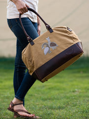 The Kantha & Canvas Duffle Bag - Khakhi Peacocks