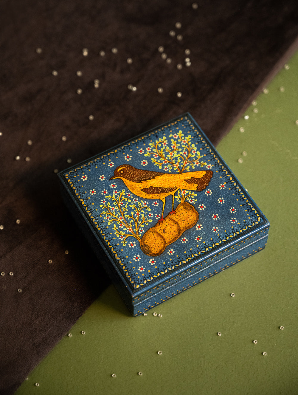 Load image into Gallery viewer, The Shahi Collection. Exclusive, Fine Kashmiri Art Coaster Set - Bird &amp; Butterfly