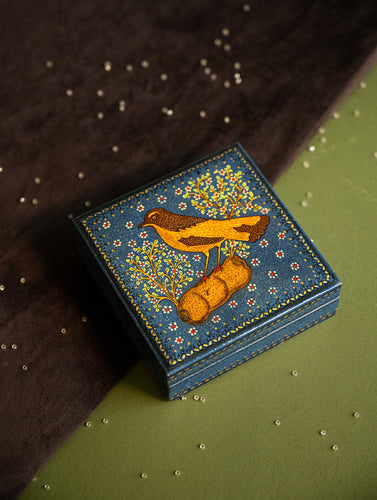 The Shahi Collection. Exclusive, Fine Kashmiri Art Coaster Set - Bird & Butterfly