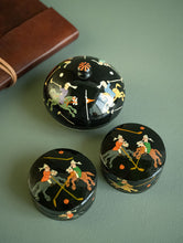 Load image into Gallery viewer, The Shahi Collection. Exclusive, Fine Kashmiri Art Decorative Box - Black Polo (Set of Three)