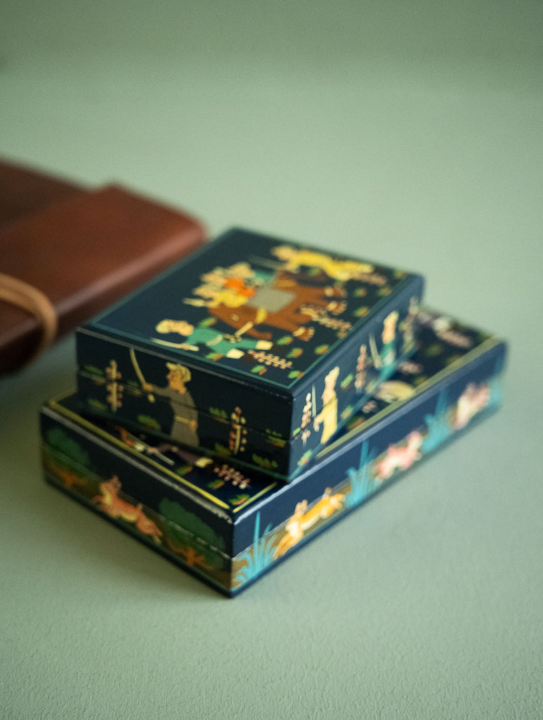 The Shahi Collection. Exclusive, Fine Kashmiri Art Decorative Box - Blue Sojourn (Set of Two)