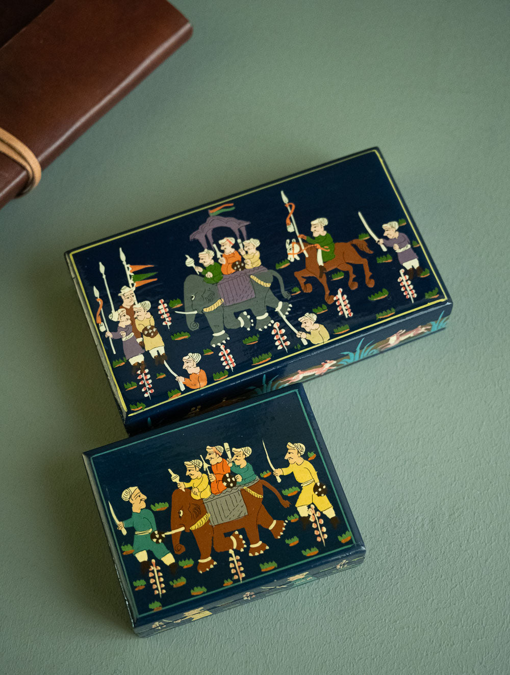Load image into Gallery viewer, The Shahi Collection. Exclusive, Fine Kashmiri Art Decorative Box - Blue Sojourn (Set of Two)