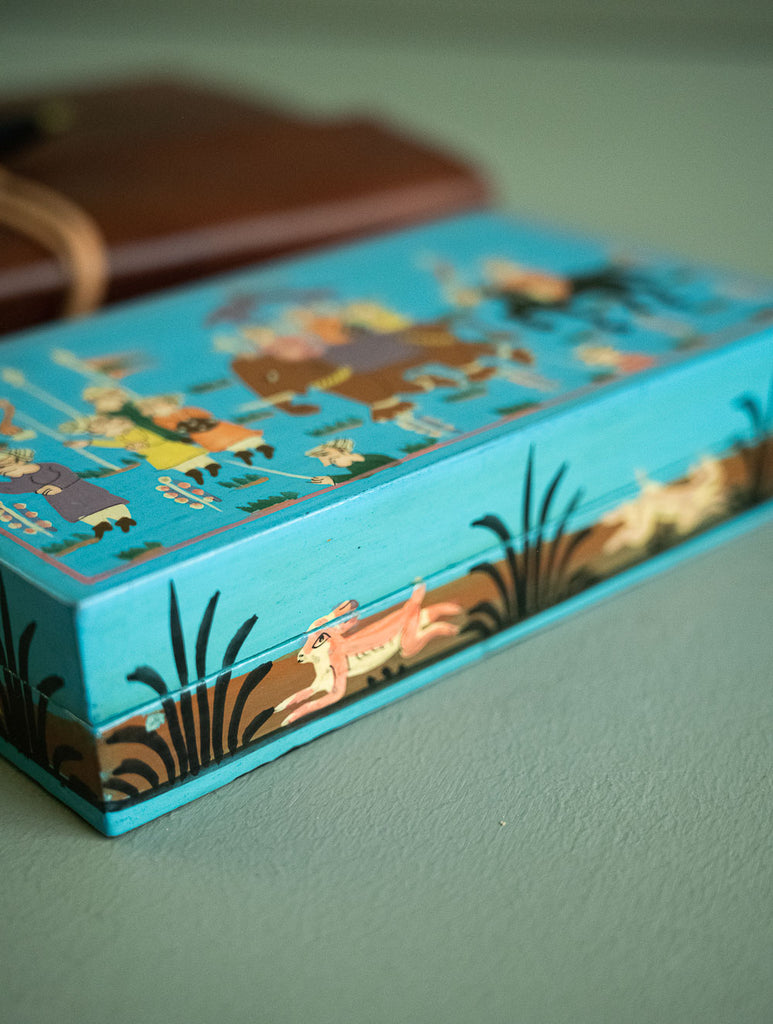 The Shahi Collection. Exclusive, Fine Kashmiri Art Decorative Box - Blue Sojourn, Large 