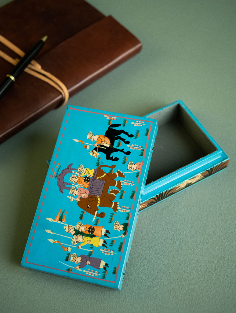 The Shahi Collection. Exclusive, Fine Kashmiri Art Decorative Box - Blue Sojourn, Large 