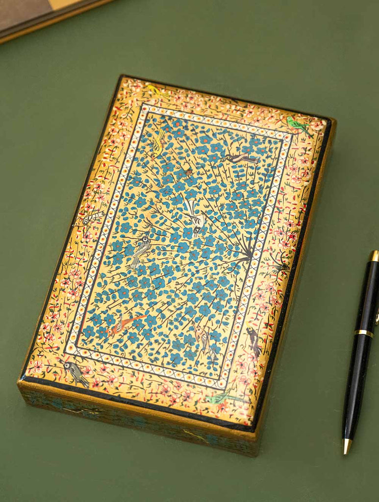 The Shahi Collection. Exclusive, Fine Kashmiri Art Decorative Box - Gold Flora