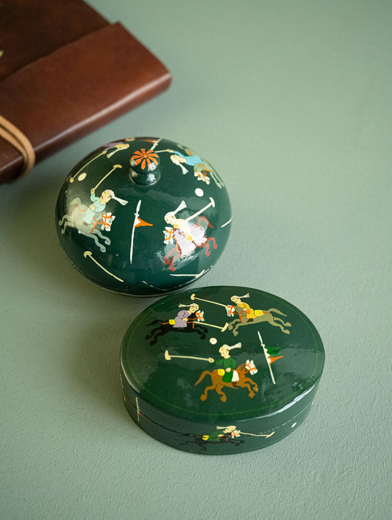 The Shahi Collection. Exclusive, Fine Kashmiri Art Decorative Box - Green Polo (Set of Two)