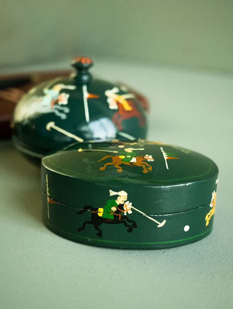 The Shahi Collection. Exclusive, Fine Kashmiri Art Decorative Box - Green Polo (Set of Two)