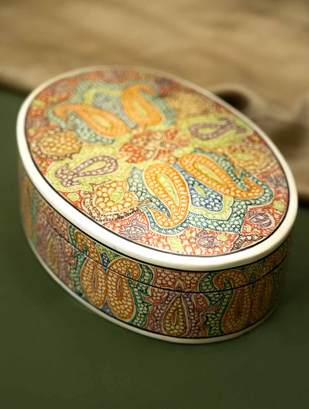 The Shahi Collection. Exclusive, Fine Kashmiri Art Decorative Box - Oval Paisley