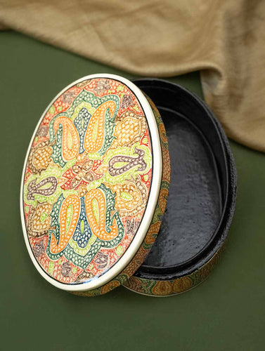 The Shahi Collection. Exclusive, Fine Kashmiri Art Decorative Box - Oval Paisley