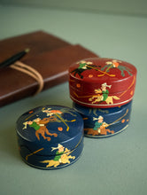 Load image into Gallery viewer, The Shahi Collection. Exclusive, Fine Kashmiri Art Decorative Box - Red Polo (Set of Three)