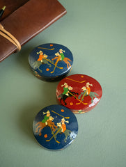 The Shahi Collection. Exclusive, Fine Kashmiri Art Decorative Box - Red Polo (Set of Three)