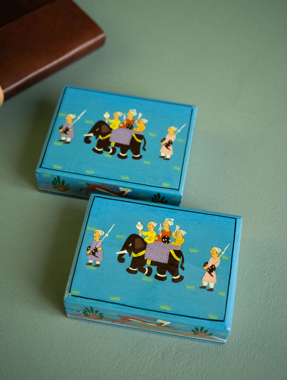 Load image into Gallery viewer, The Shahi Collection. Exclusive, Fine Kashmiri Art Decorative Box - Sojourn in Blue (Set of Two)
