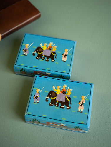 The Shahi Collection. Exclusive, Fine Kashmiri Art Decorative Box - Sojourn in Blue (Set of Two)
