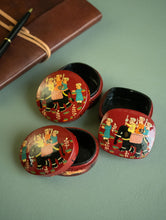 Load image into Gallery viewer, The Shahi Collection. Exclusive, Fine Kashmiri Art Decorative Box - Sojourn in Red (Set of Three)