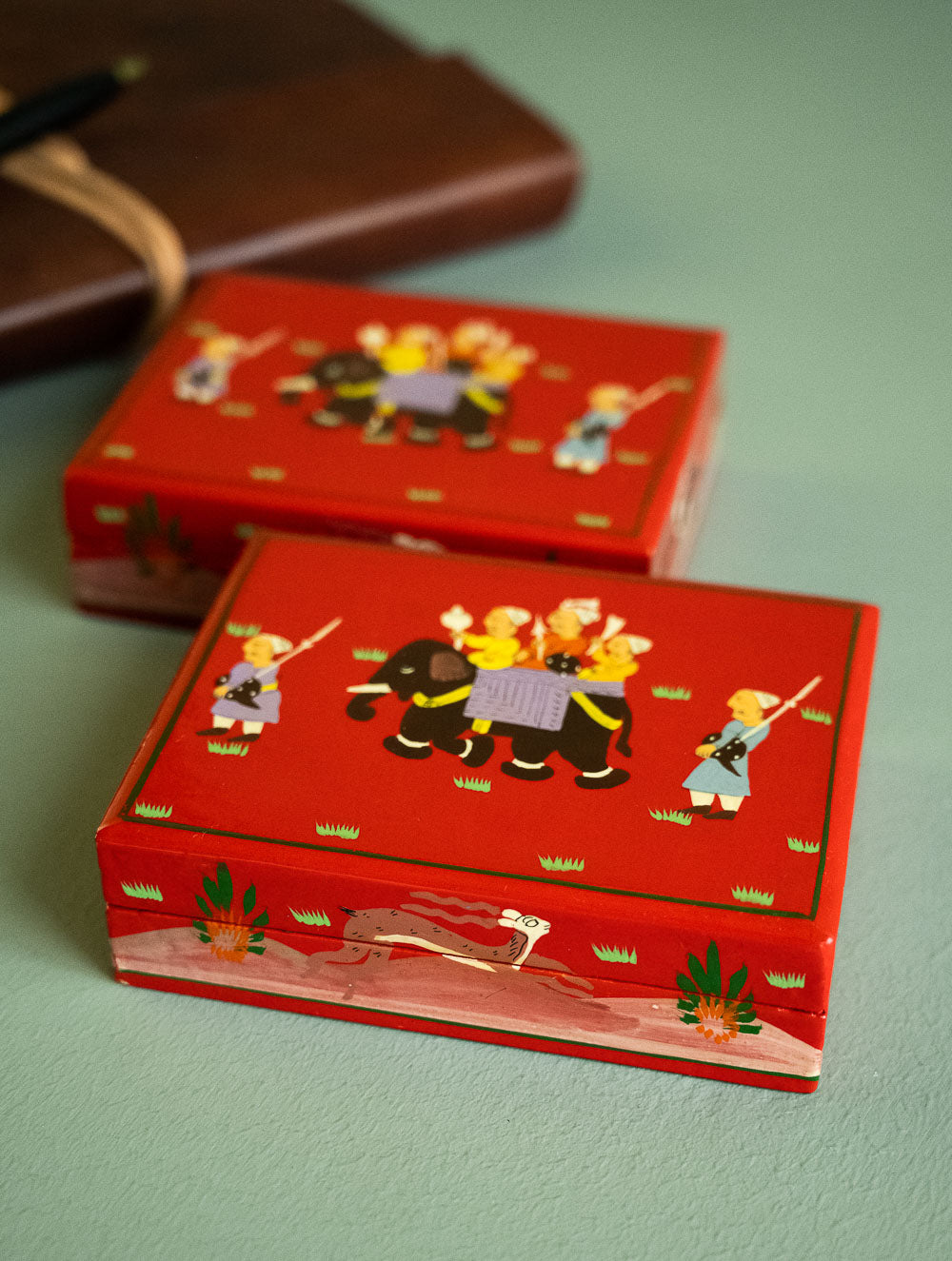 The Shahi Collection. Exclusive, Fine Kashmiri Art Decorative Box - Vibrant Sojourn (Set of Two)  