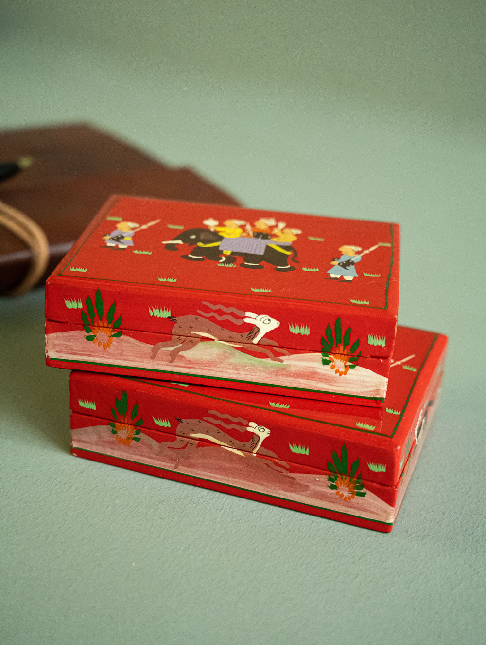 The Shahi Collection. Exclusive, Fine Kashmiri Art Decorative Box - Vibrant Sojourn (Set of Two)  