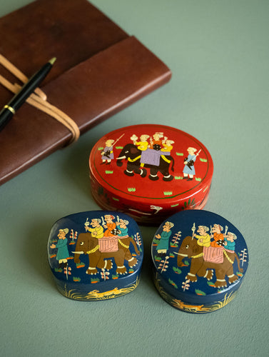 The Shahi Collection. Exclusive, Fine Kashmiri Art Decorative Boxes - The Sojourn (Set of 3)  